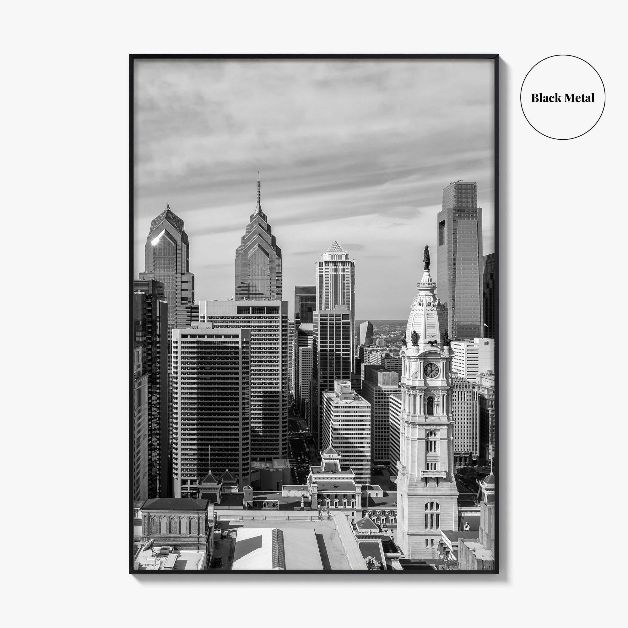 Philadelphia Skyline Black and White Fine Art Photo Print, Downtown Poster, Pennsylvania USA, Philly
