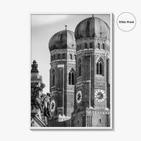 Munich Black and White Fine Art Photo Print, Frauenkirche Cathedral Bavaria, Germany Poster