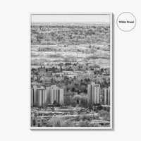 Boulder Black and White Fine Art Photo Print, Colorado Aerial View Poster, USA
