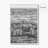 Boulder Black and White Fine Art Photo Print, Colorado Aerial View Poster, USA