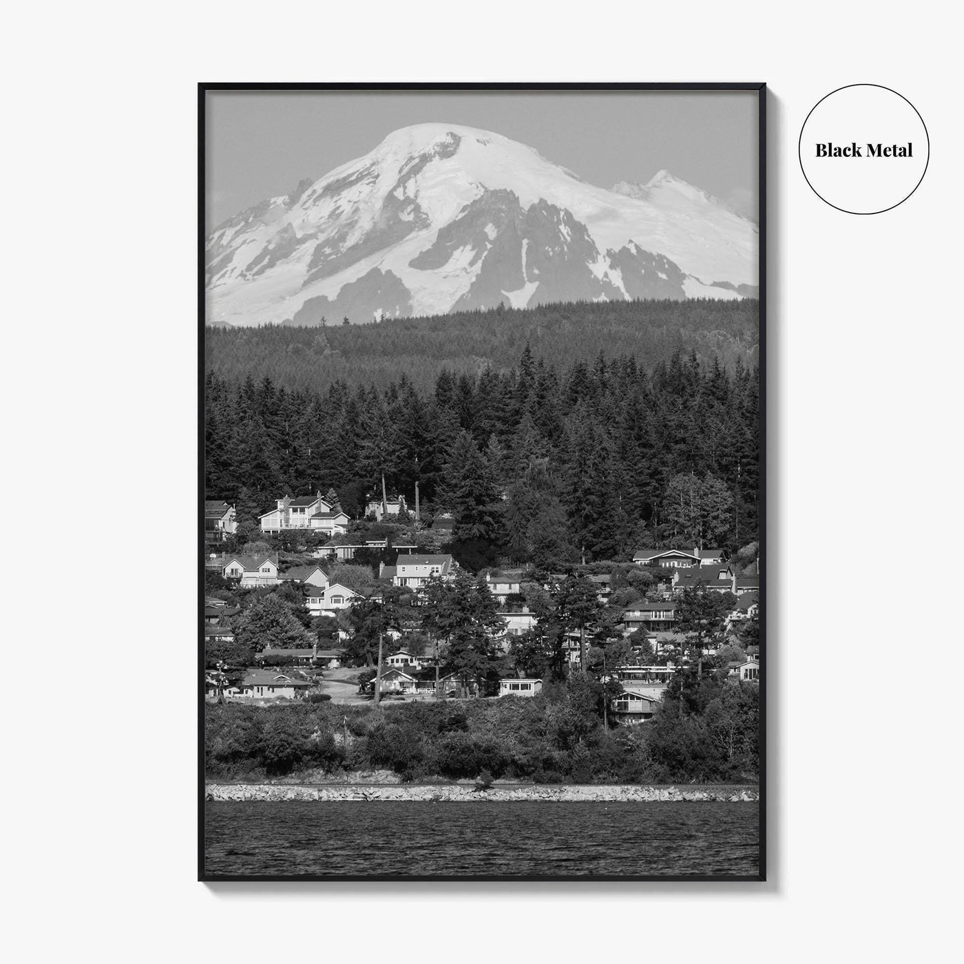 Bellingham Black and White Fine Art Photo Print, Mount Baker Washington Poster