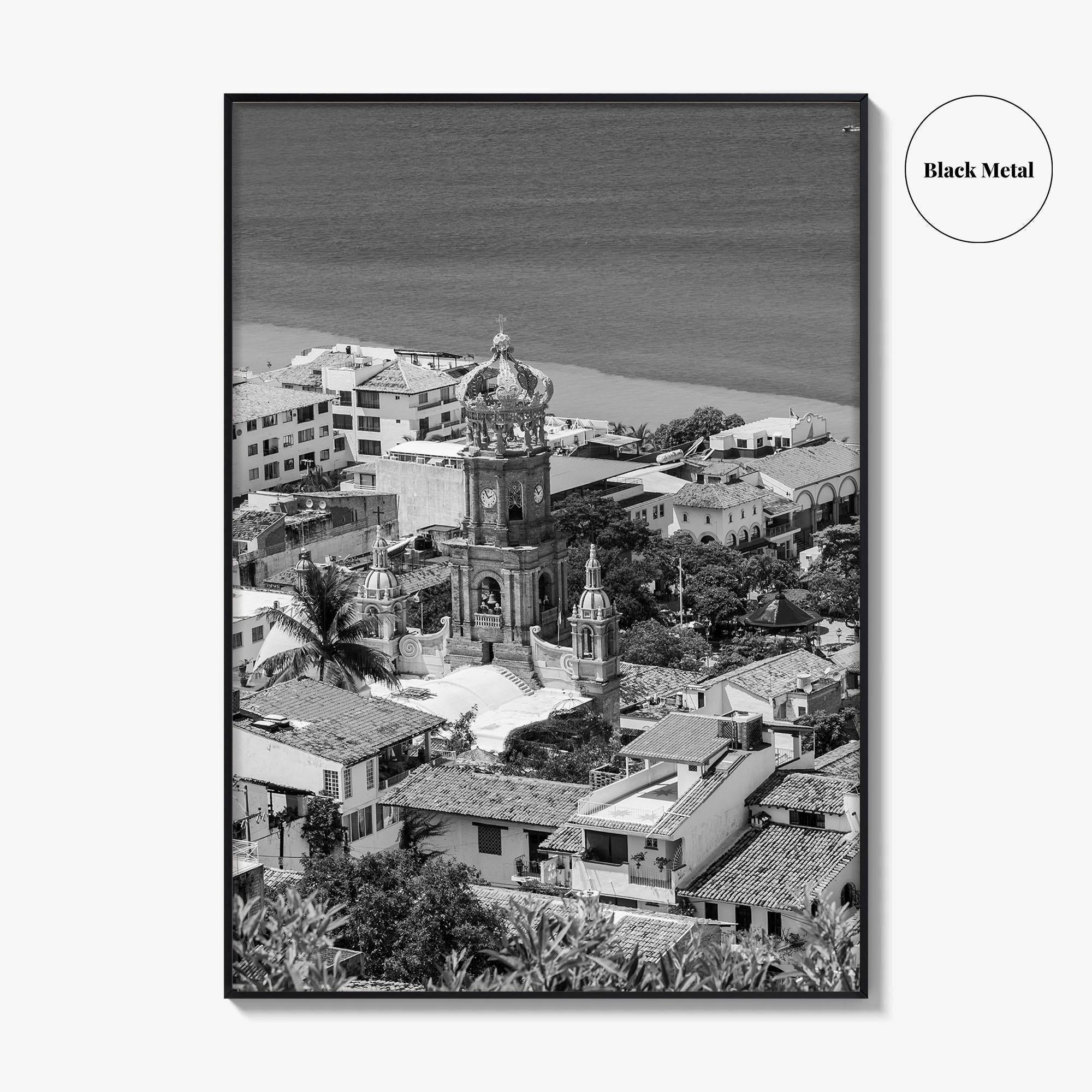 Puerto Vallarta Skyline Black and White Fine Art Photo Print, Jalisco Mexico Poster