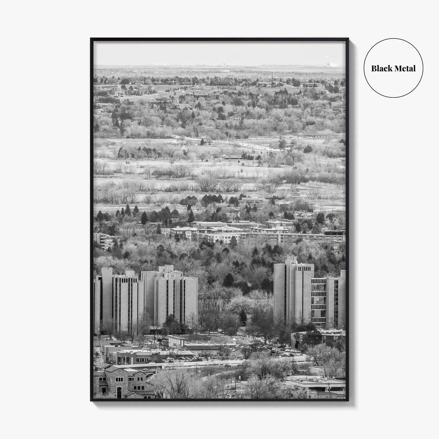 Boulder Black and White Fine Art Photo Print, Colorado Aerial View Poster, USA