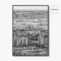 Boulder Black and White Fine Art Photo Print, Colorado Aerial View Poster, USA