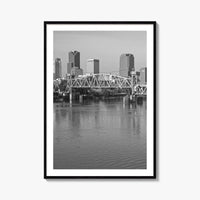 Little Rock Black and White Fine Art Photo Print, Arkansas River Bridge, AR, USA