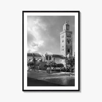 Marrakesh Black and White Fine Art Photo Print, Koutoubia Mosque Minaret, Marrakech Morocco Poster