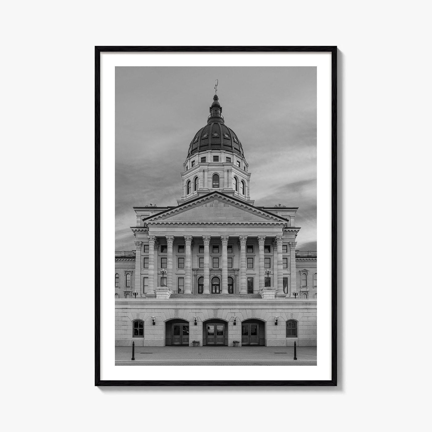 Kansas Black White Fine Art Photo Print, Topeka KS State Capitol Building, USA Poster