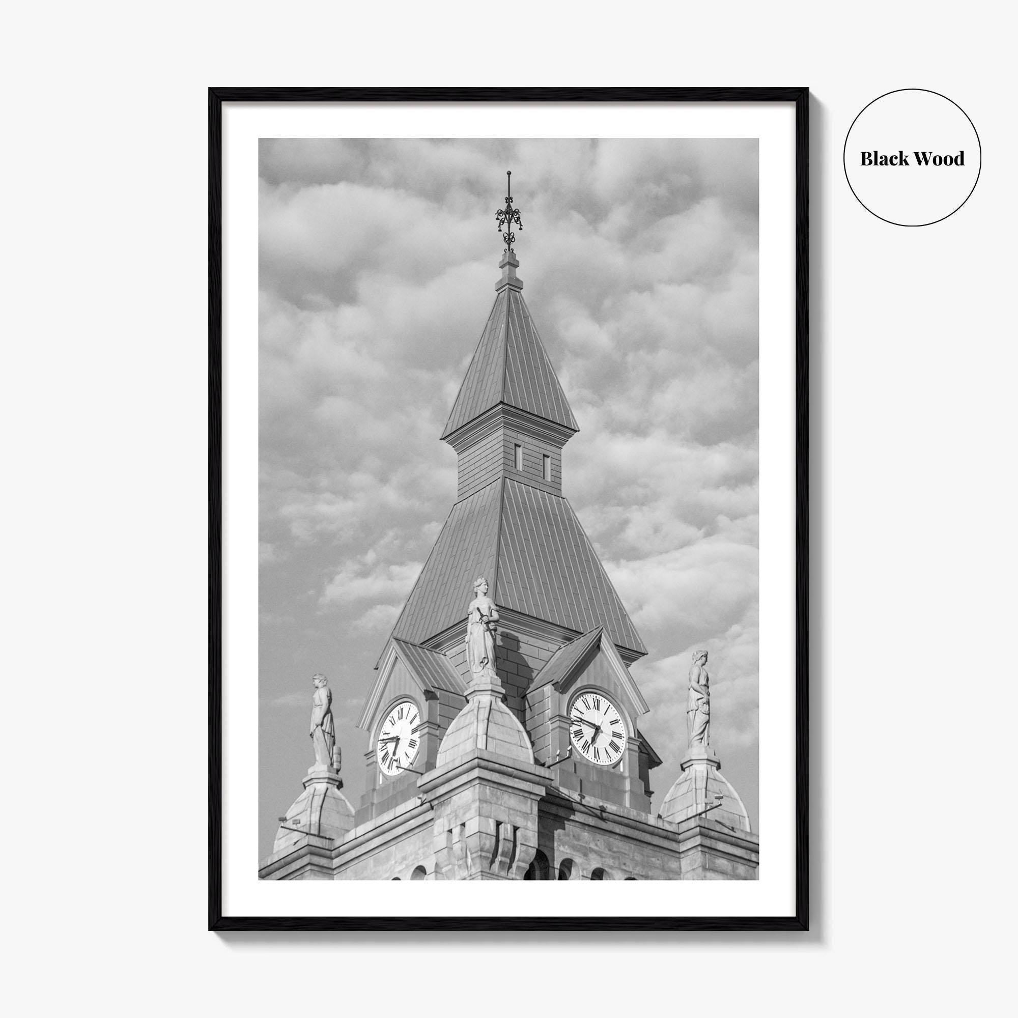 Buffalo Black and White Fine Art Photo Print, Clock Tower, New York, USA Poster