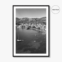 Cavtat Black and White Fine Art Photo Print, Old Town, Dubrovnik, Croatia Wall Poster