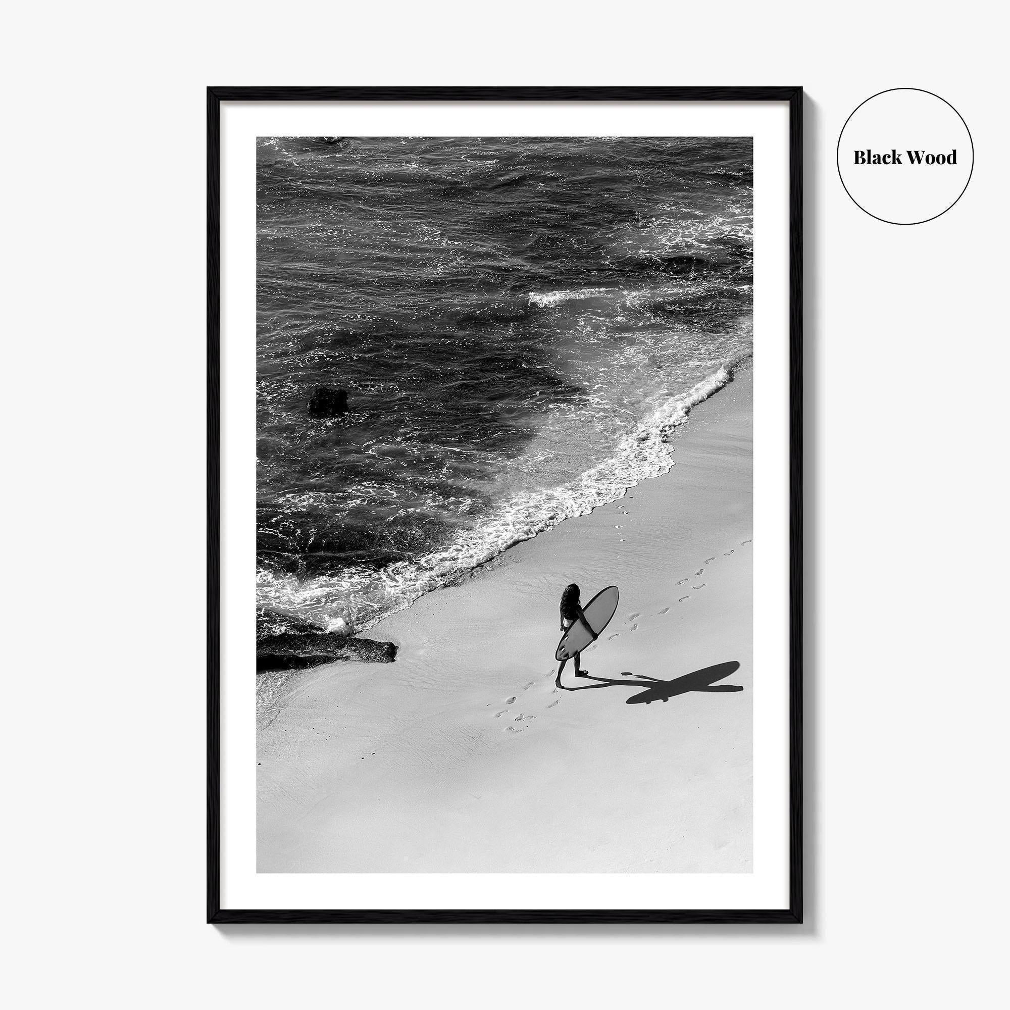 Bali Black and White Fine Art Photo Print, Indonesia Surf Beach Wall Decor Poster