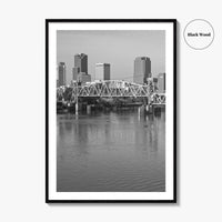 Little Rock Black and White Fine Art Photo Print, Arkansas River Bridge, AR, USA