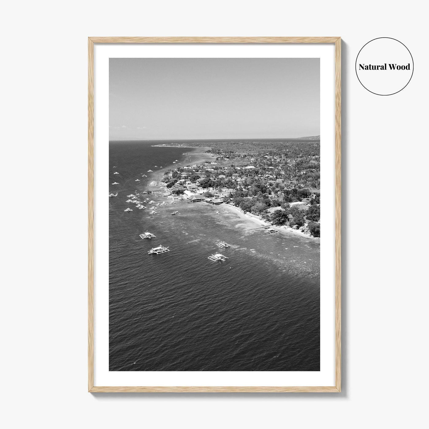 Cebu Island Black and White Fine Art Photo Print, Moalboal Boats Reef Philippines Poster