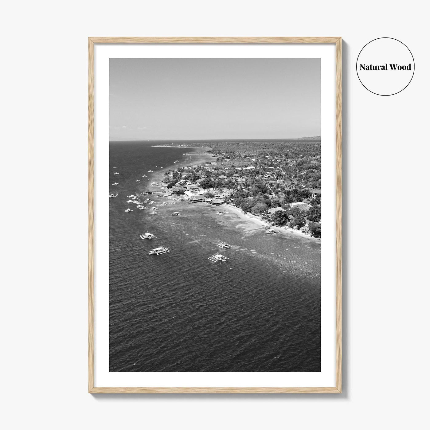 Cebu Island Black and White Fine Art Photo Print, Moalboal Boats Reef Philippines Poster