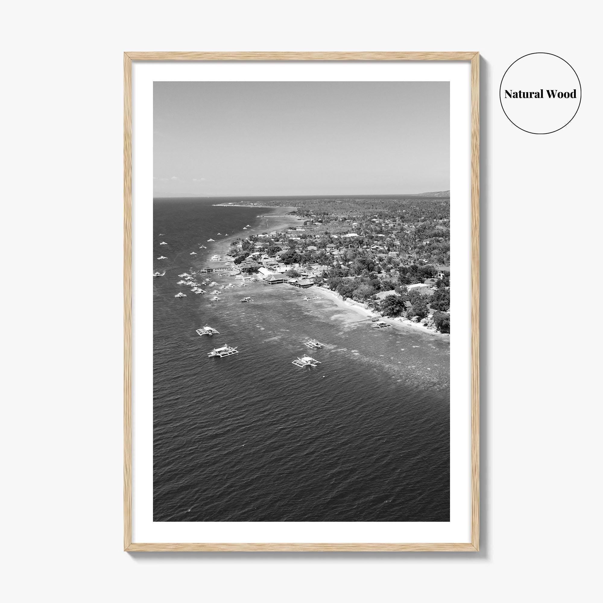 Cebu Island Black and White Fine Art Photo Print, Moalboal Boats Reef Philippines Poster