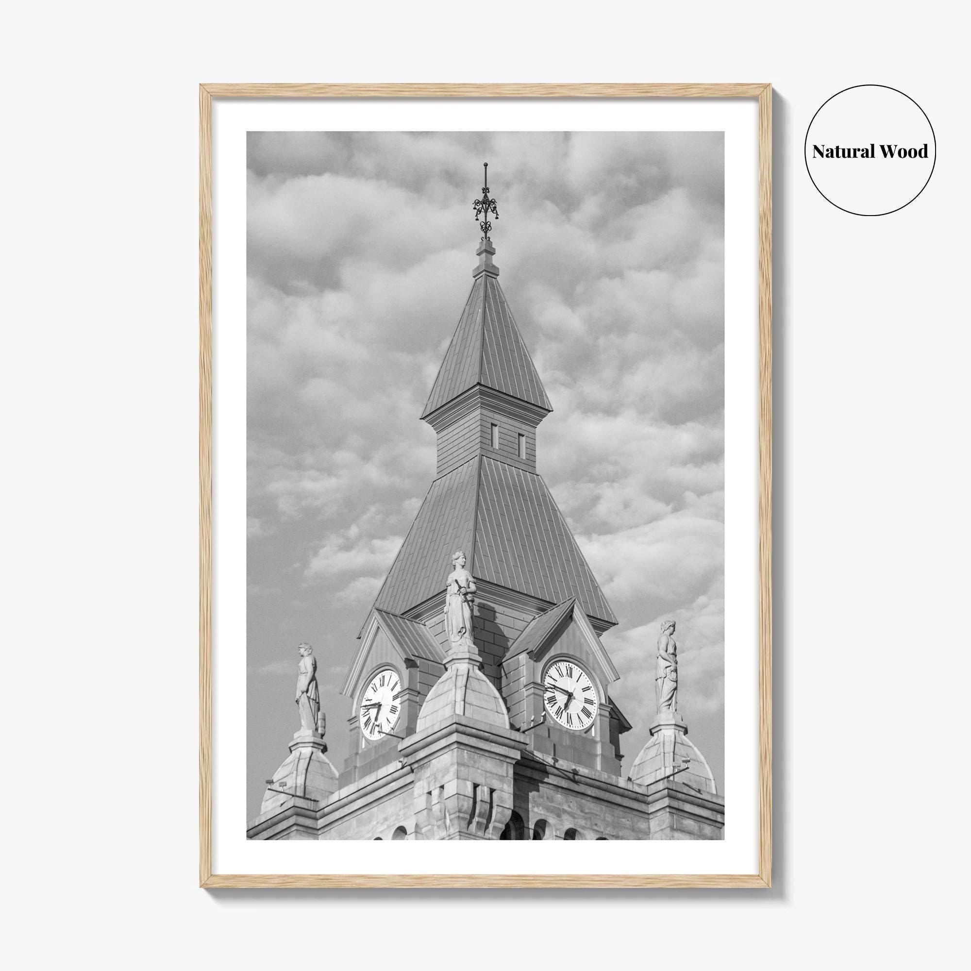 Buffalo Black and White Fine Art Photo Print, Clock Tower, New York, USA Poster