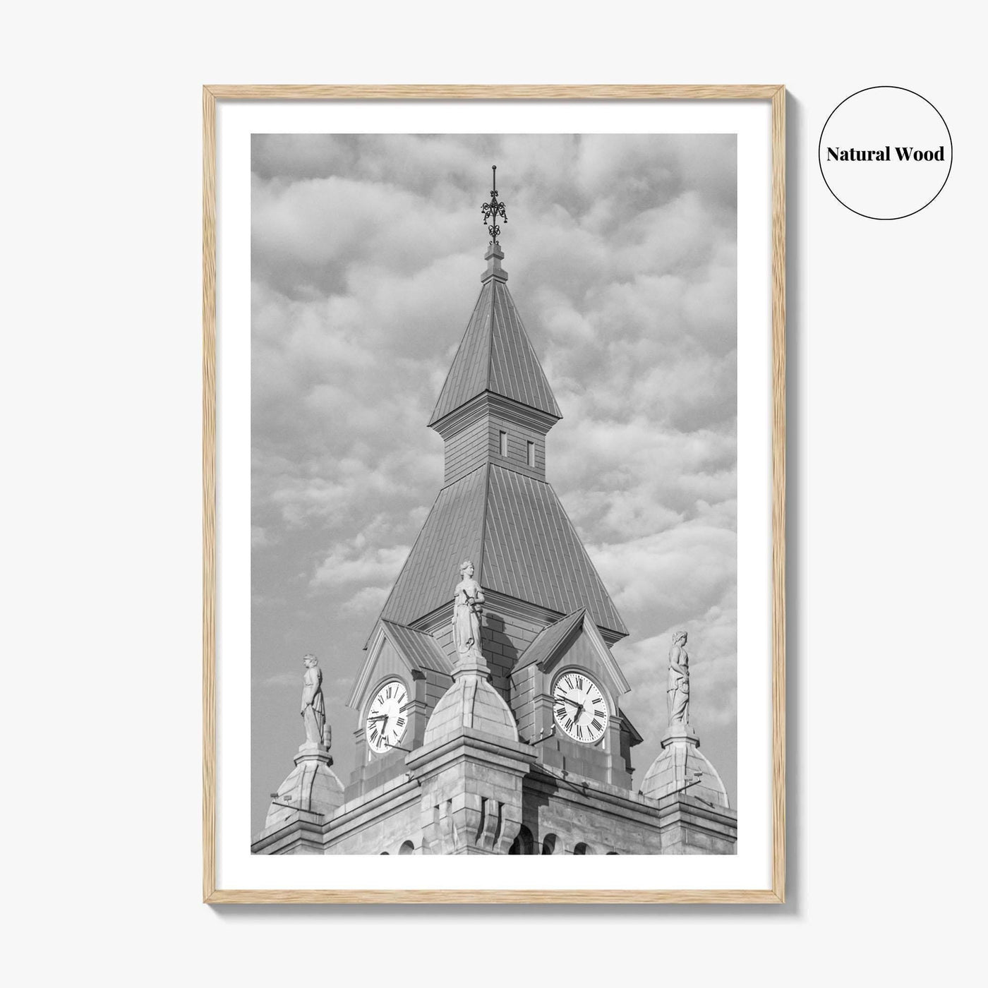 Buffalo Black and White Fine Art Photo Print, Clock Tower, New York, USA Poster