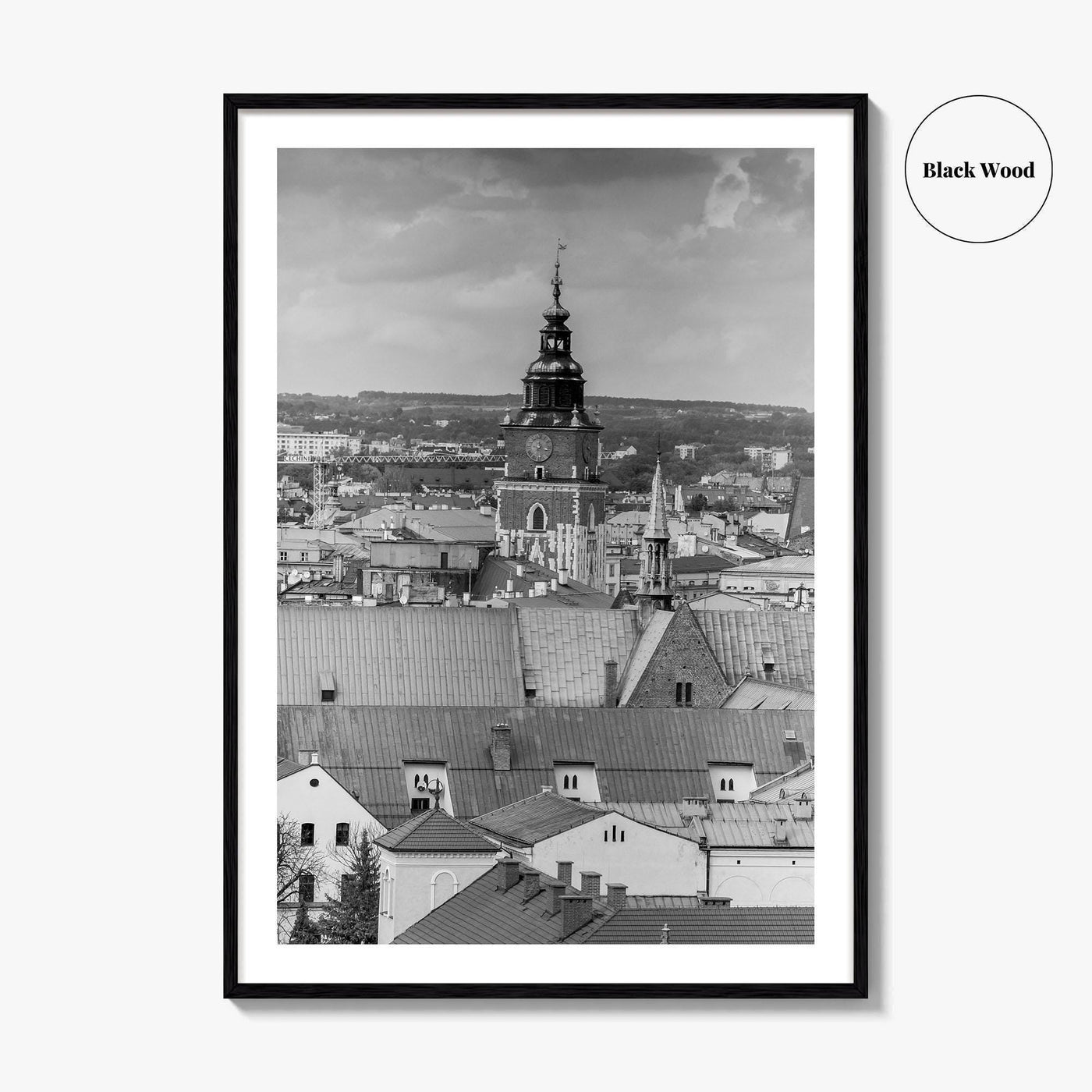 Krakow Black and White Fine Art Photo Print, Poland City View, Wall Decor, Poster