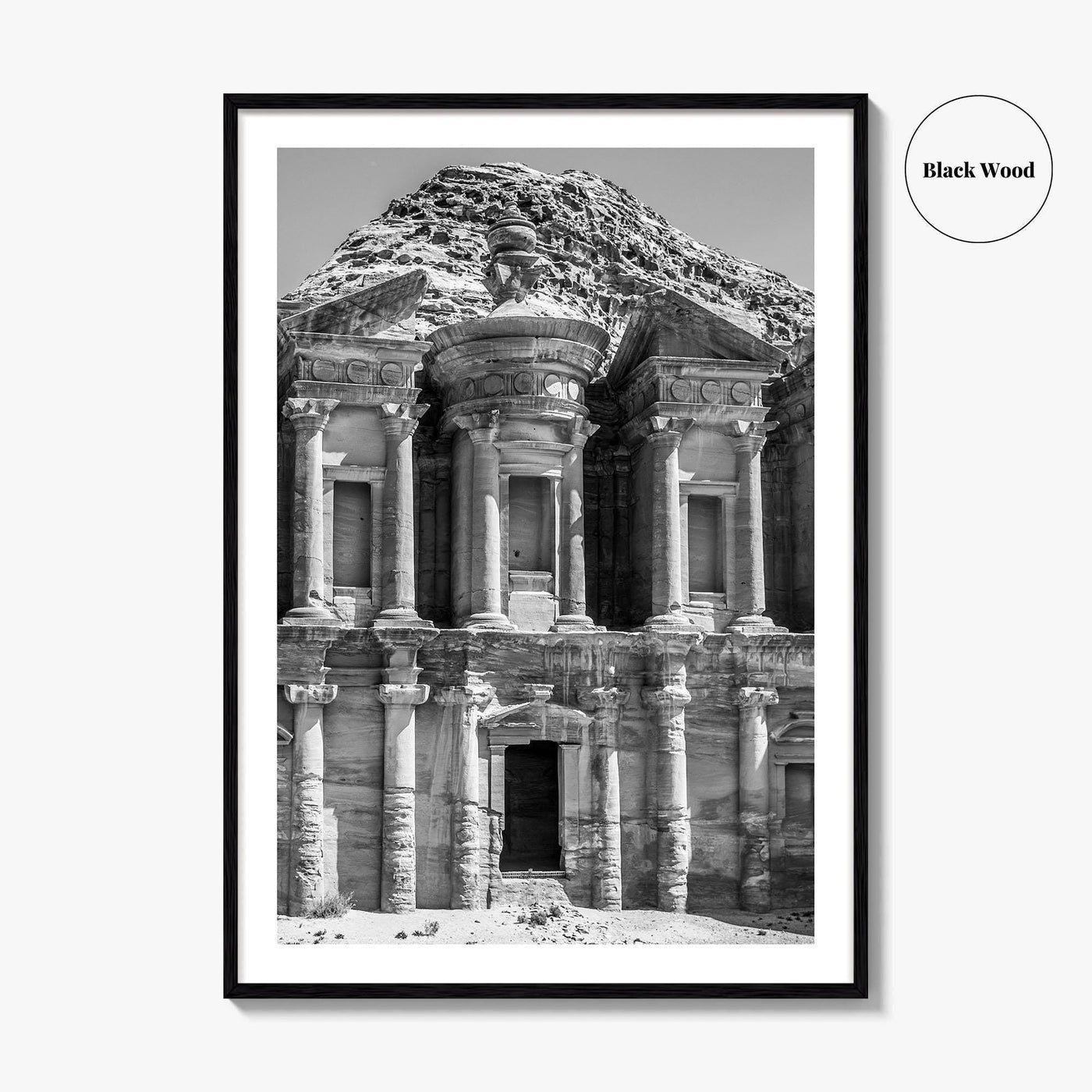 Petra Black and White Fine Art Photo Print, Monastery, Jordan Wall Poster