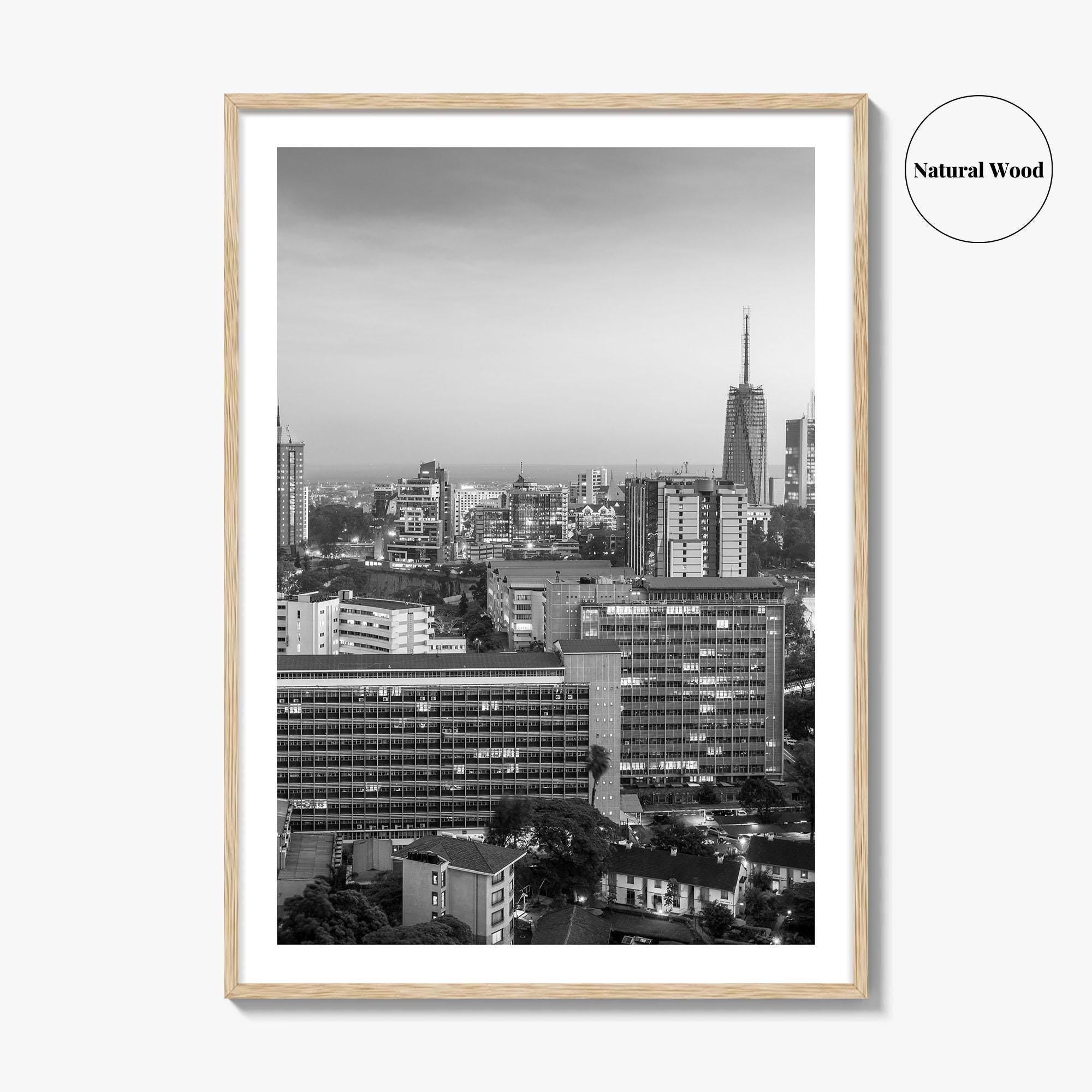Nairobi Skyline Black and White Fine Art Photo Print, Kenya Poster, East Africa Poster