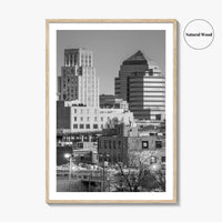Durham North Carolina Skyline Black and White Fine Art Photo Print, Downtown Poster, USA
