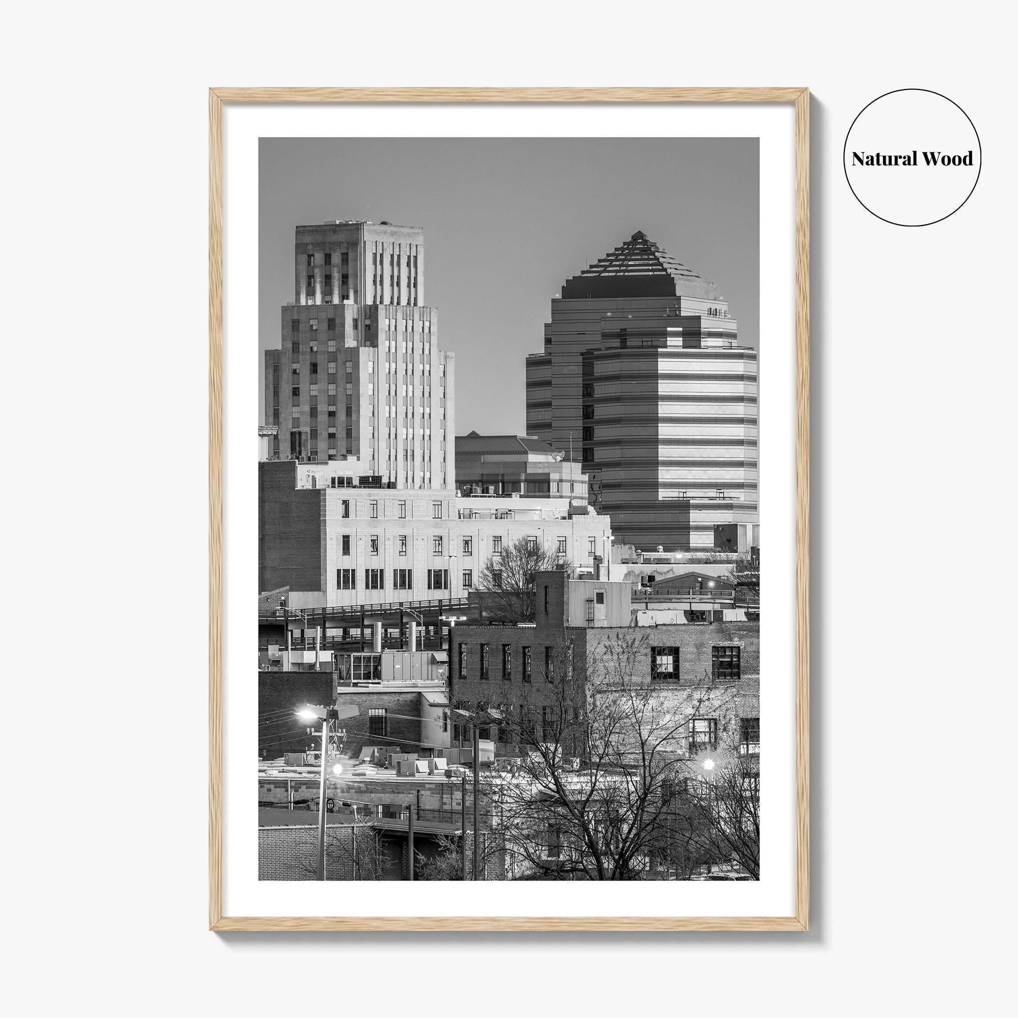 Durham North Carolina Skyline Black and White Fine Art Photo Print, Downtown Poster, USA