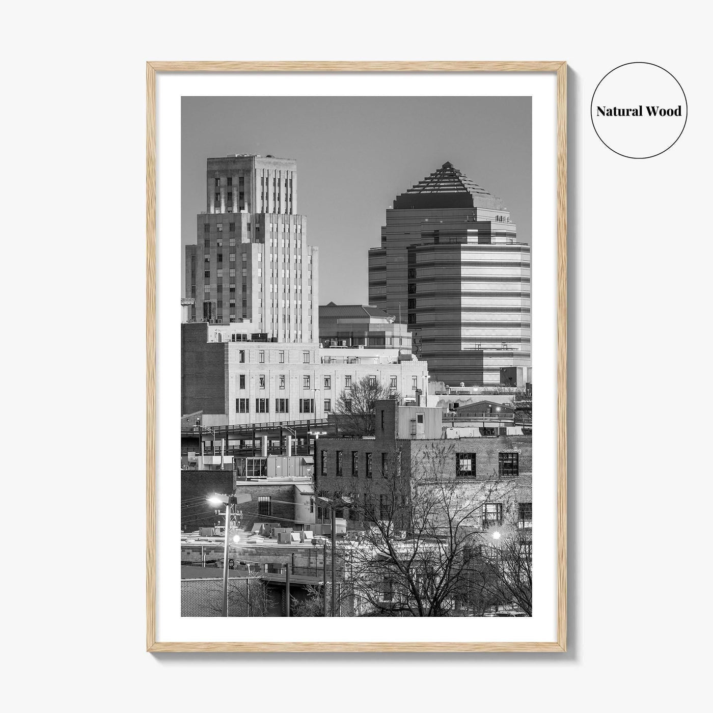 Durham North Carolina Skyline Black and White Fine Art Photo Print, Downtown Poster, USA