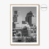Durham North Carolina Skyline Black and White Fine Art Photo Print, Downtown Poster, USA