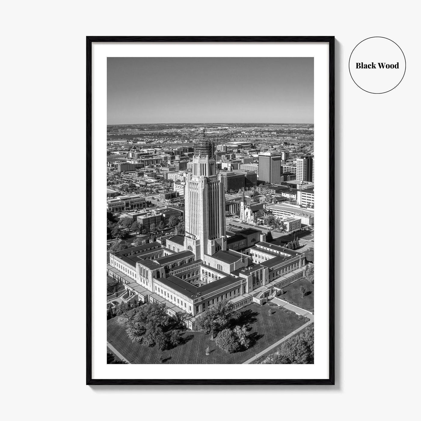 Lincoln Black and White Fine Art Photo Print, Nebraska USA Poster