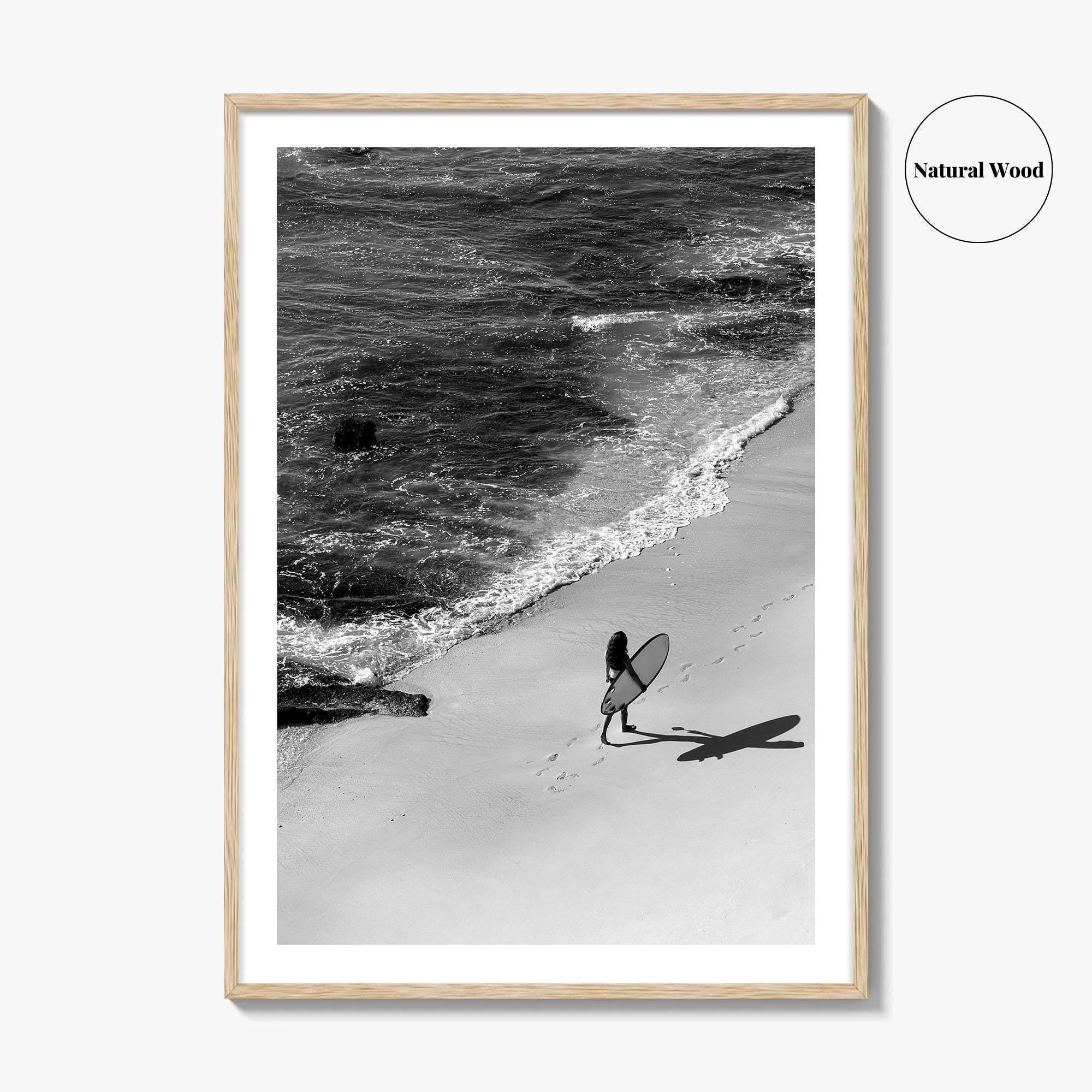 Bali Black and White Fine Art Photo Print, Indonesia Surf Beach Wall Decor Poster