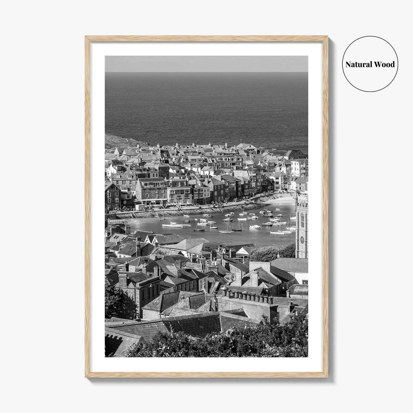 St Ives Black and White Fine Art Photo Print, Cornwall England Poster, Harbour