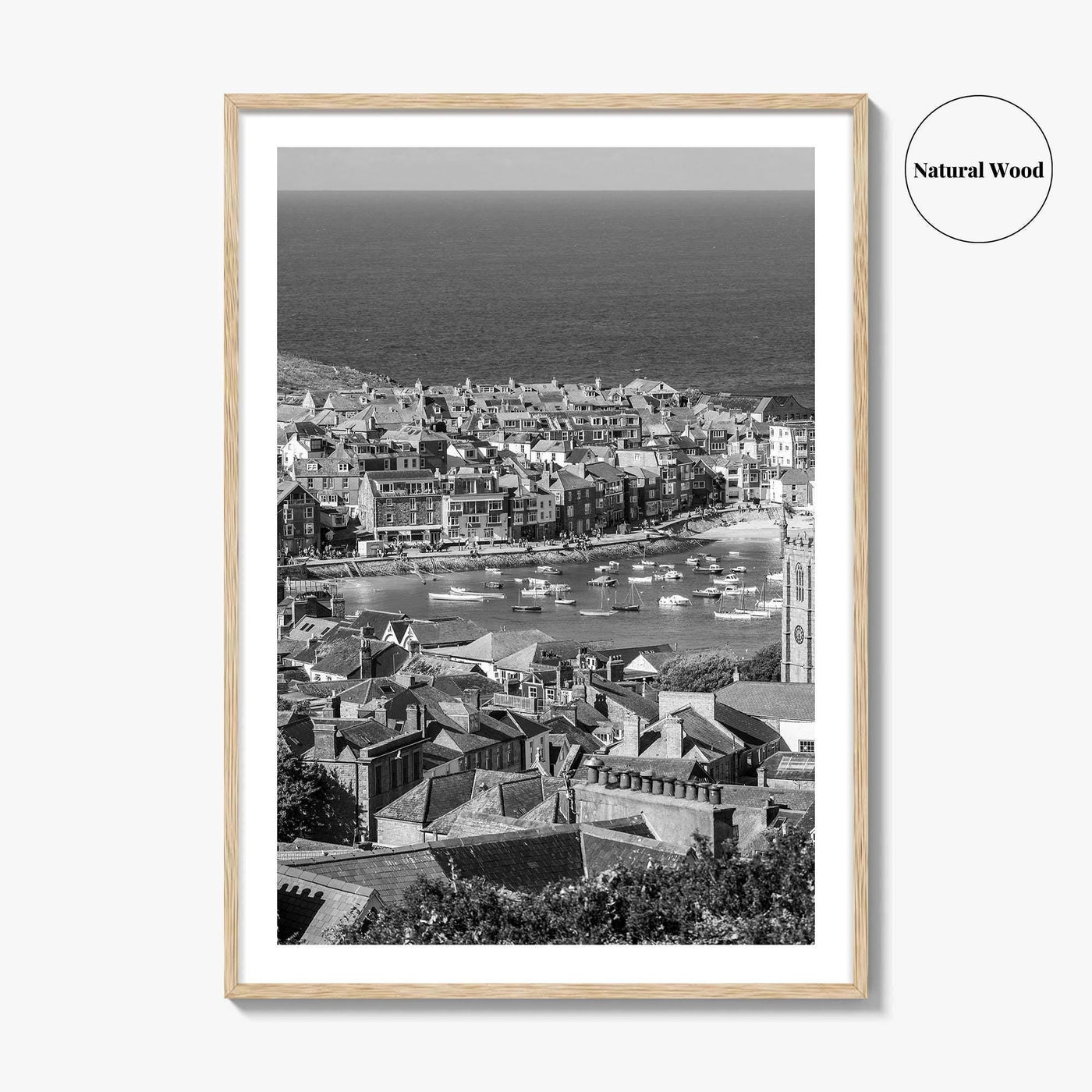 St Ives Black and White Fine Art Photo Print, Cornwall England Poster, Harbour
