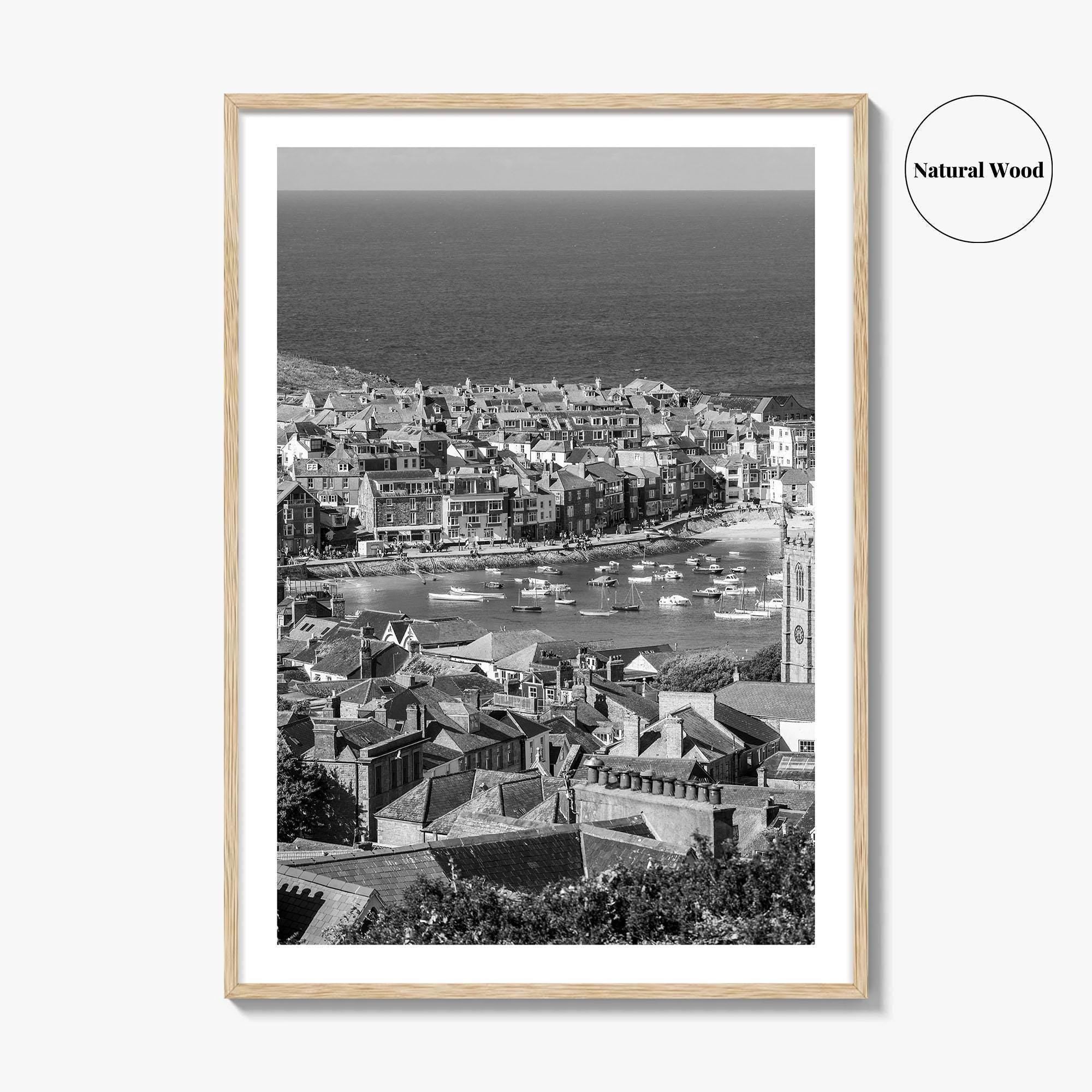 St Ives Black and White Fine Art Photo Print, Cornwall England Poster, Harbour