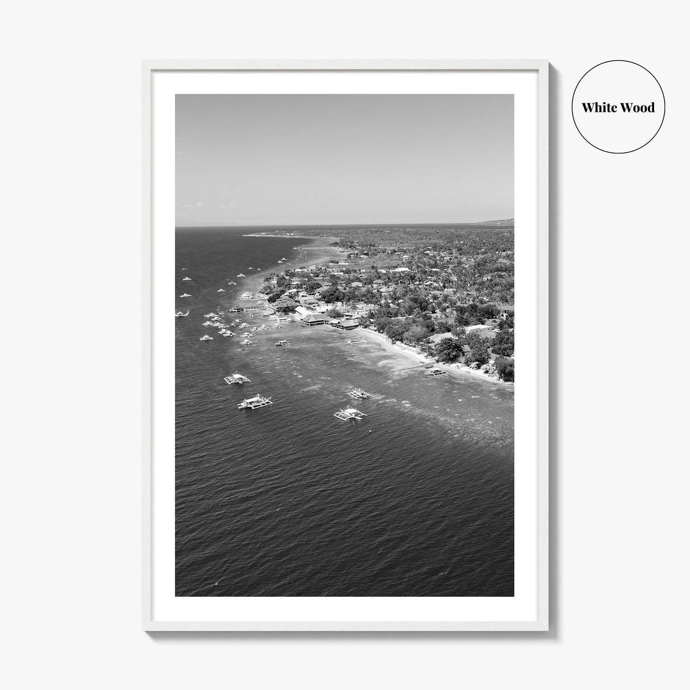 Cebu Island Black and White Fine Art Photo Print, Moalboal Boats Reef Philippines Poster