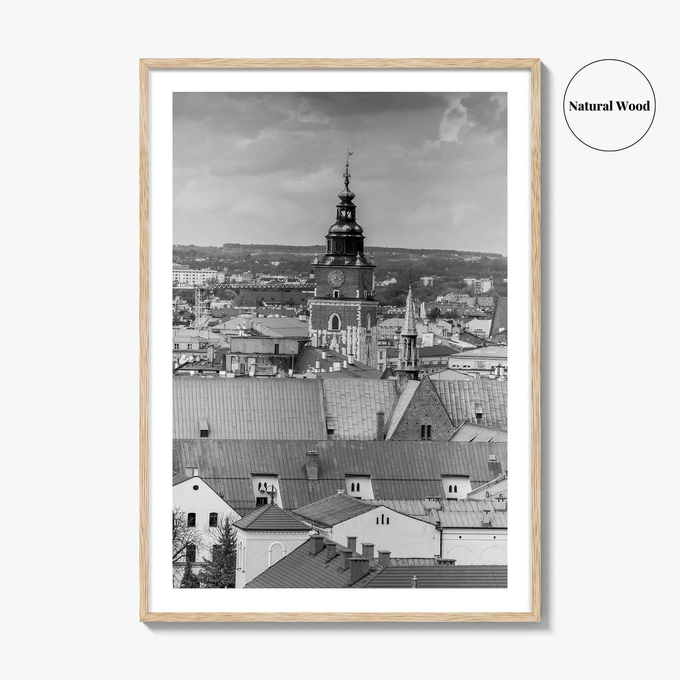 Krakow Black and White Fine Art Photo Print, Poland City View, Wall Decor, Poster
