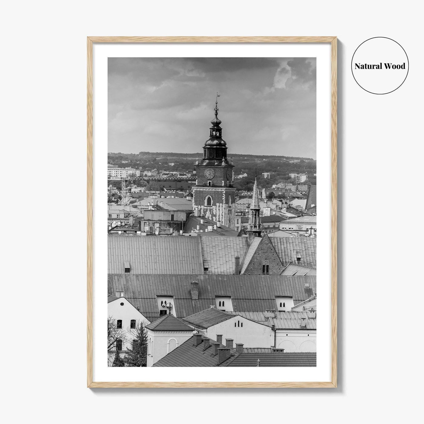 Krakow Black and White Fine Art Photo Print, Poland City View, Wall Decor, Poster