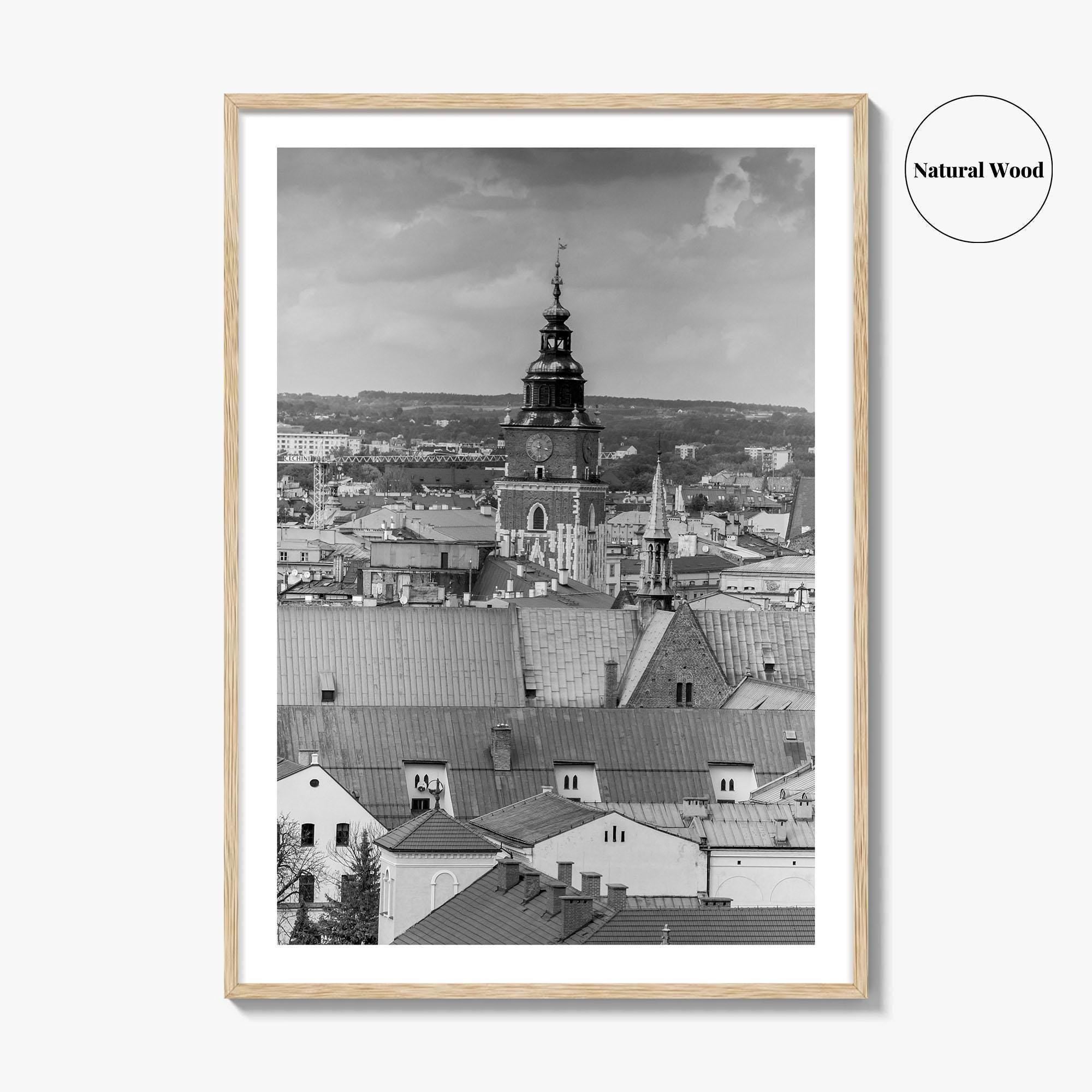 Krakow Black and White Fine Art Photo Print, Poland City View, Wall Decor, Poster