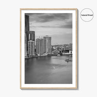Brisbane Skyline Black and White Fine Art Photo Print, Wall Poster, Queensland Australia