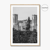 Cagliari Skyline Black and White Fine Art Photo Print, Sardinia Civic Palace Italy Poster