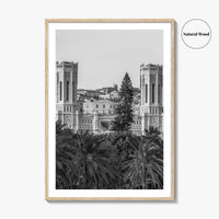 Cagliari Skyline Black and White Fine Art Photo Print, Sardinia Civic Palace Italy Poster