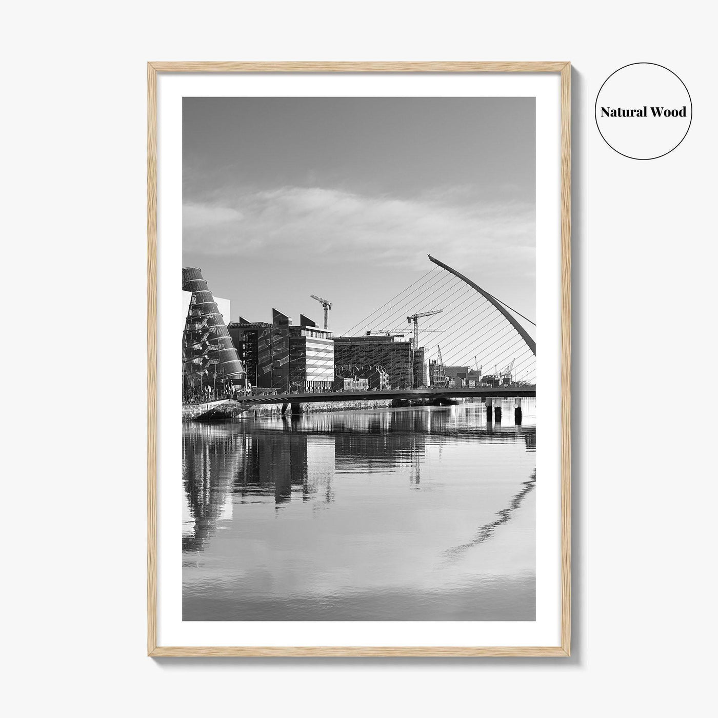 Dublin Black and White Fine Art Photo Print, River Liffey, Samuel Beckett Bridge, Ireland