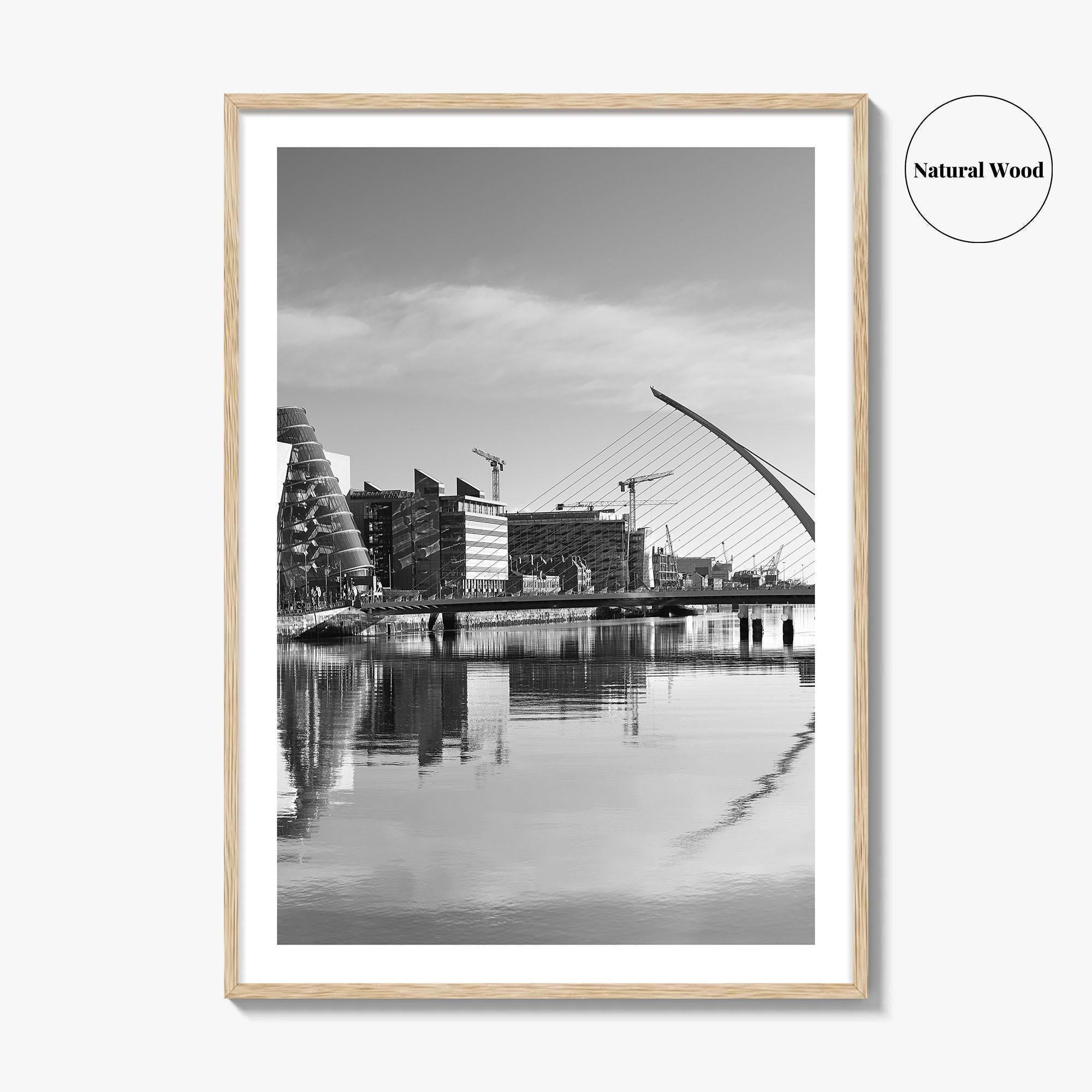 Dublin Black and White Fine Art Photo Print, River Liffey, Samuel Beckett Bridge, Ireland
