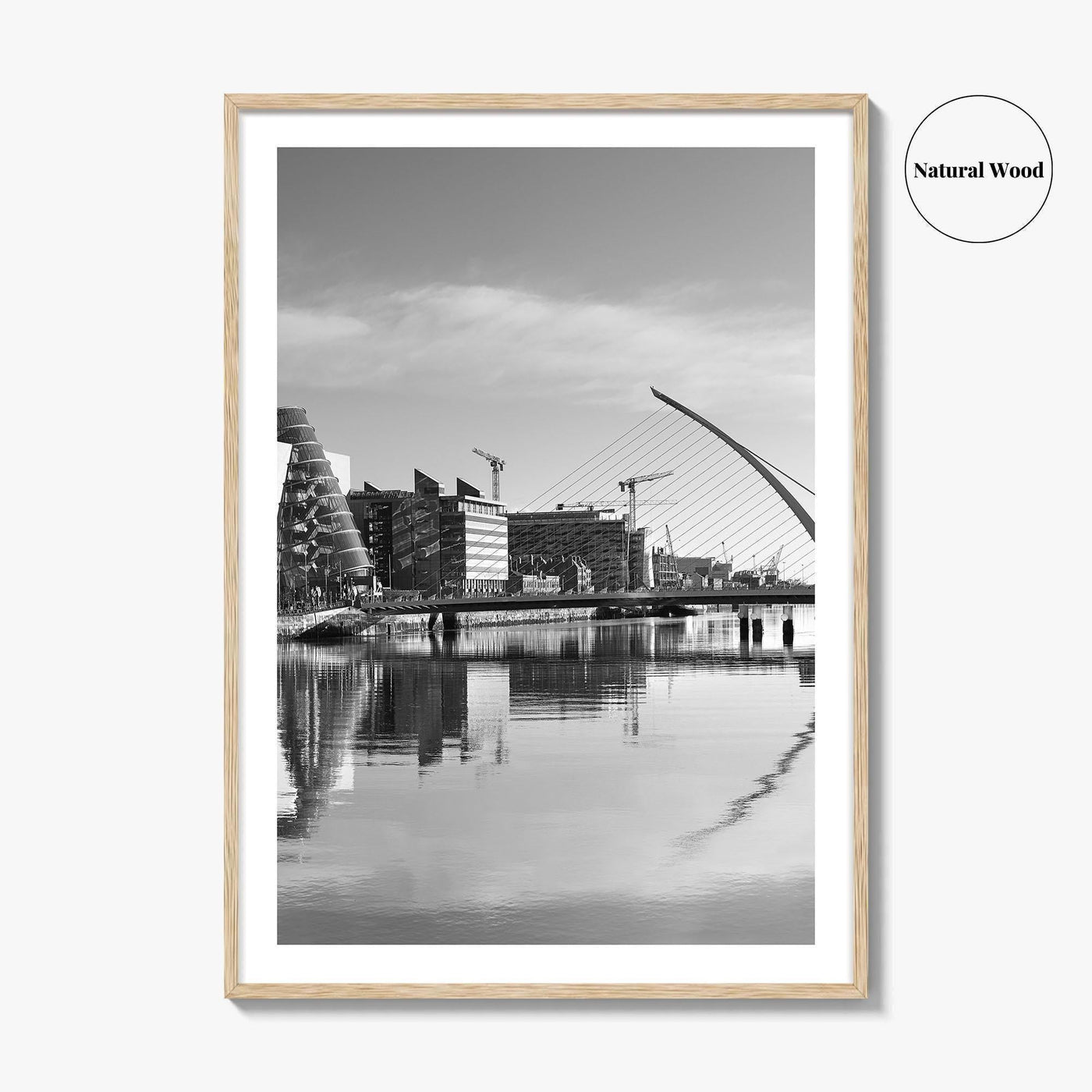 Dublin Black and White Fine Art Photo Print, River Liffey, Samuel Beckett Bridge, Ireland