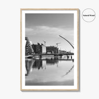 Dublin Black and White Fine Art Photo Print, River Liffey, Samuel Beckett Bridge, Ireland