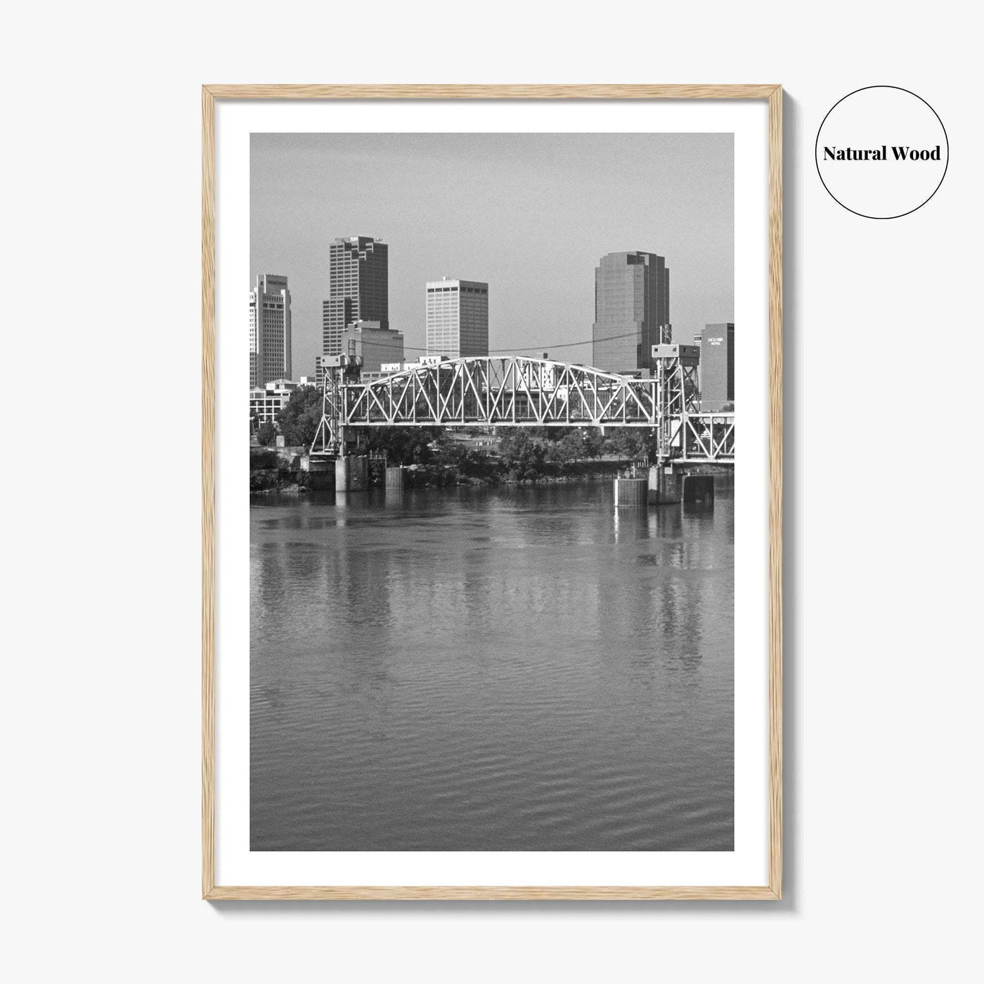 Little Rock Black and White Fine Art Photo Print, Arkansas River Bridge, AR, USA