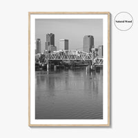 Little Rock Black and White Fine Art Photo Print, Arkansas River Bridge, AR, USA