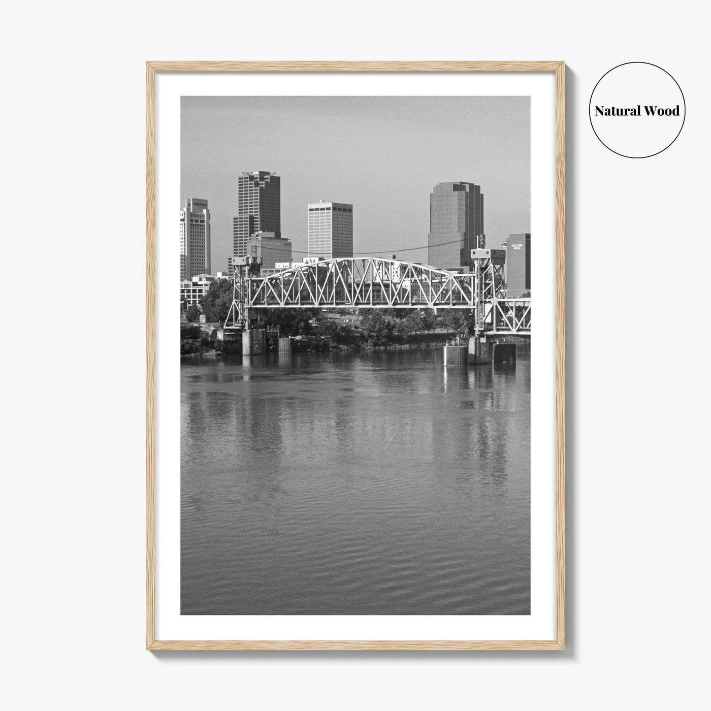Little Rock Black and White Fine Art Photo Print, Arkansas River Bridge, AR, USA