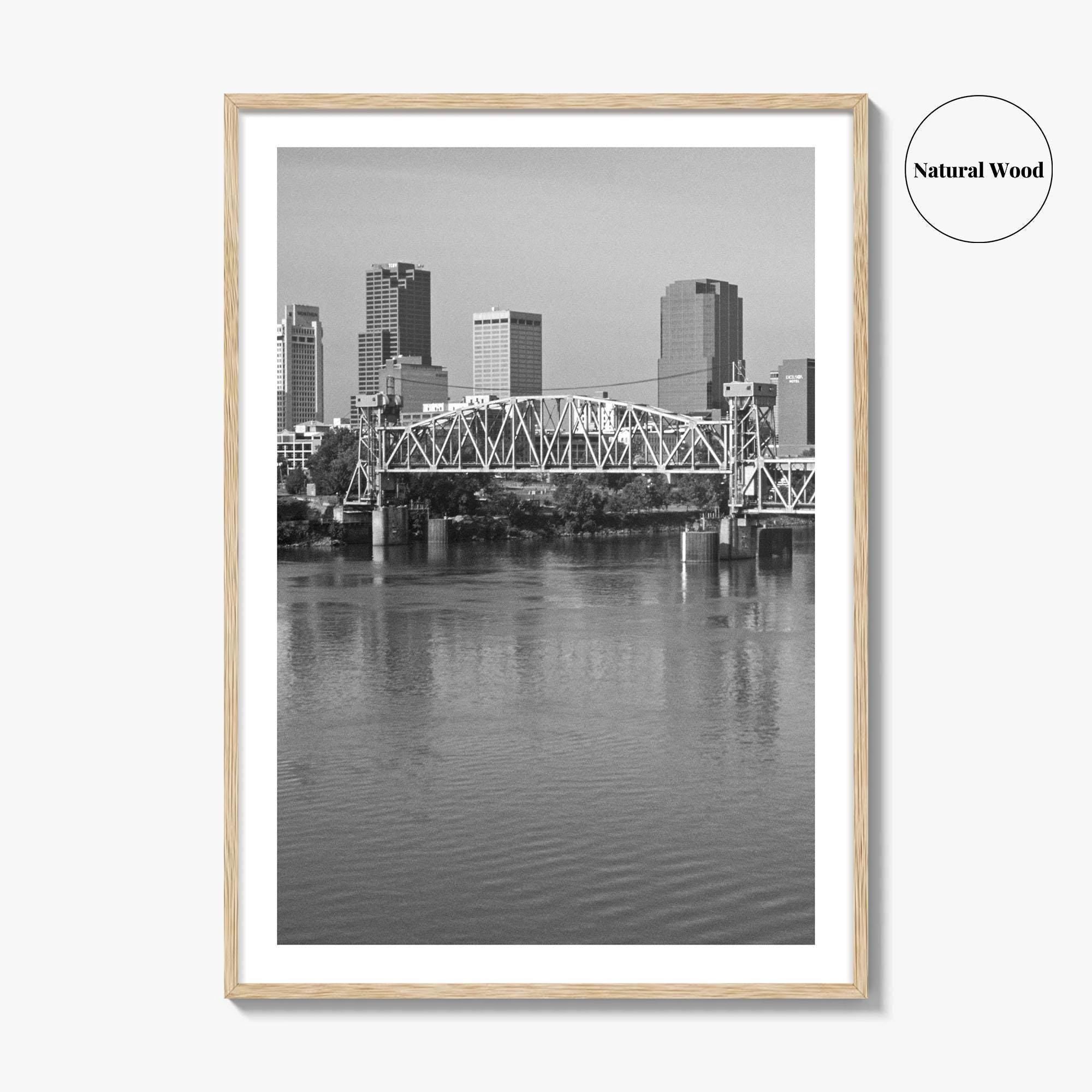 Little Rock Black and White Fine Art Photo Print, Arkansas River Bridge, AR, USA