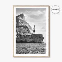 Gibraltar Black and White Fine Art Photo Print, Europa Point Lighthouse, Mediterranean Coast, Poster