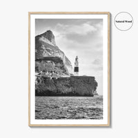 Gibraltar Black and White Fine Art Photo Print, Europa Point Lighthouse, Mediterranean Coast, Poster