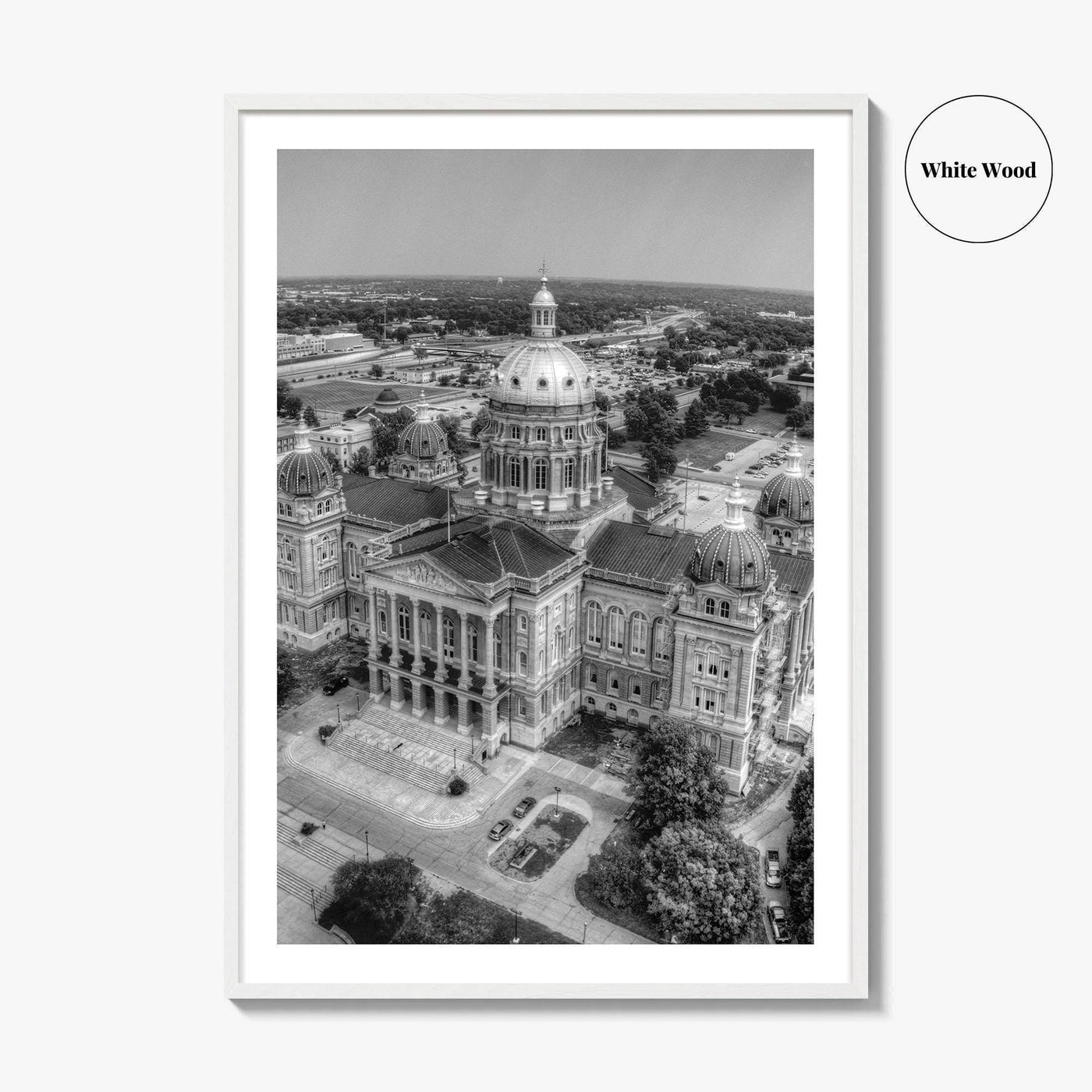 Des Moines Black and White Fine Art Photo Print, Iowa Wall Decor, USA Poster